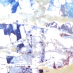 A vispo geometric colorful collage: various shades of blue, purple, yellow, red and white; an abstract philosophical sky-scape by Robert Frede Kenter Title: Love in the Fissures. (c) 2025