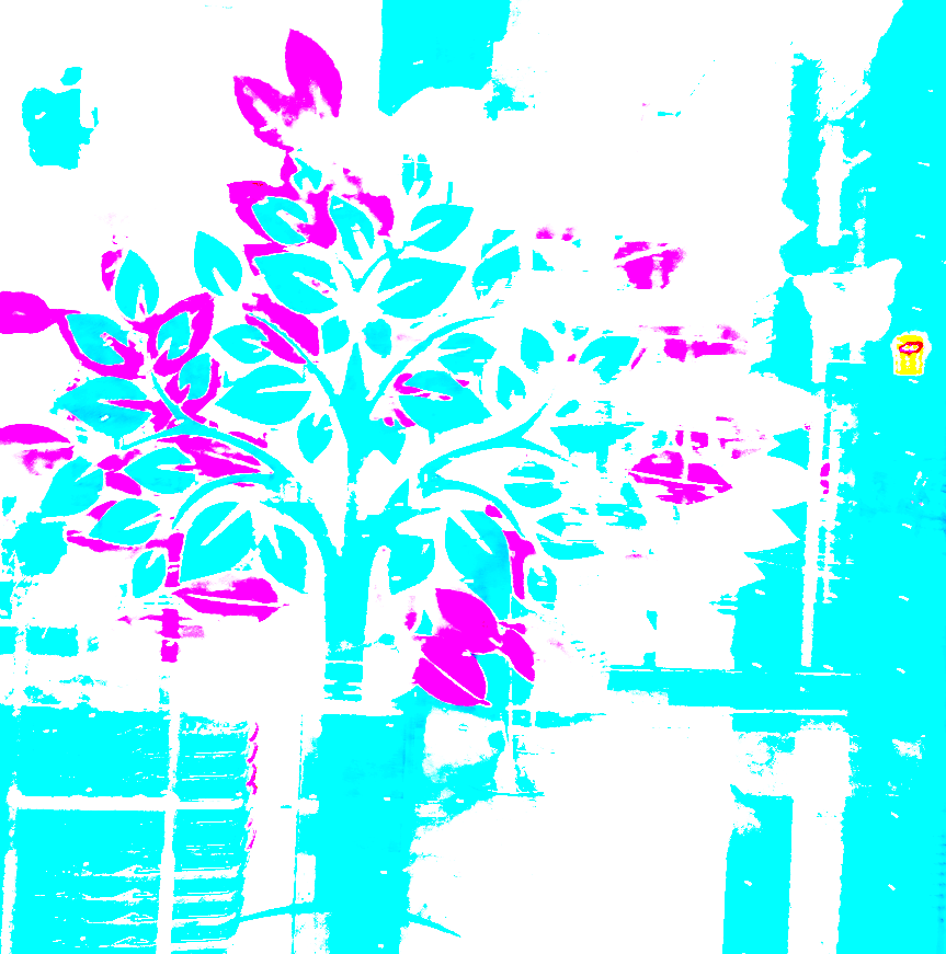 Demarcated Flowers: a vispo collage stencil.   Turquoise and gentle purple, on white background.  (c) 2025 Robert Frede Kenter 